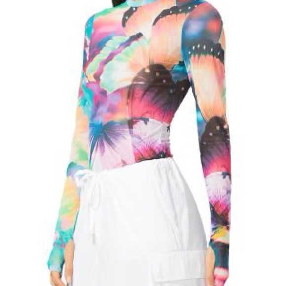 AFRM Kaylee Long Sleeve Top in Abstract Butterfly size S - Picture 2 of 2